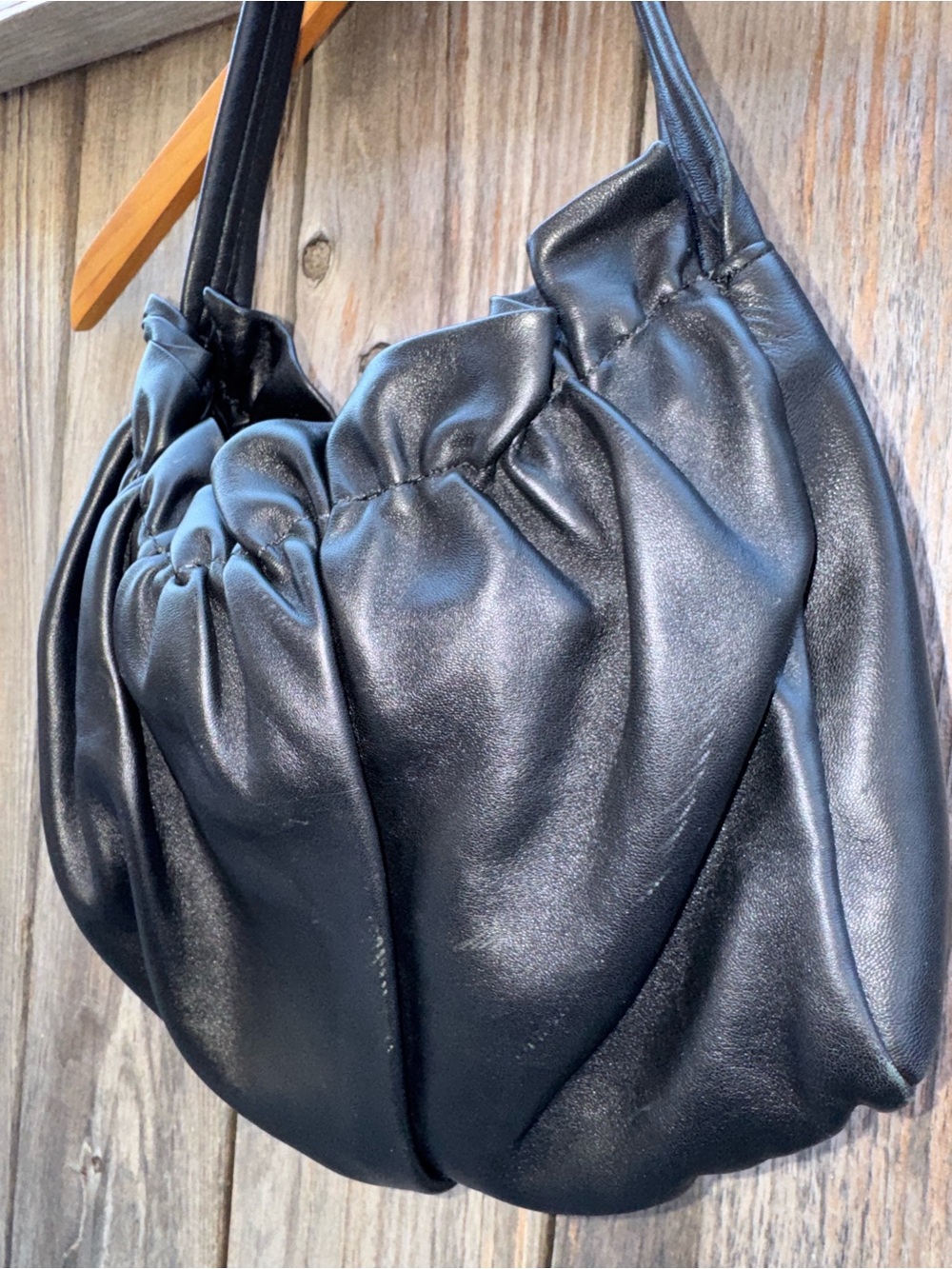 Loeffler Randall Alicia Gathered Baguette Bag in Black Sheepskin Leather - Picture 10 of 16
